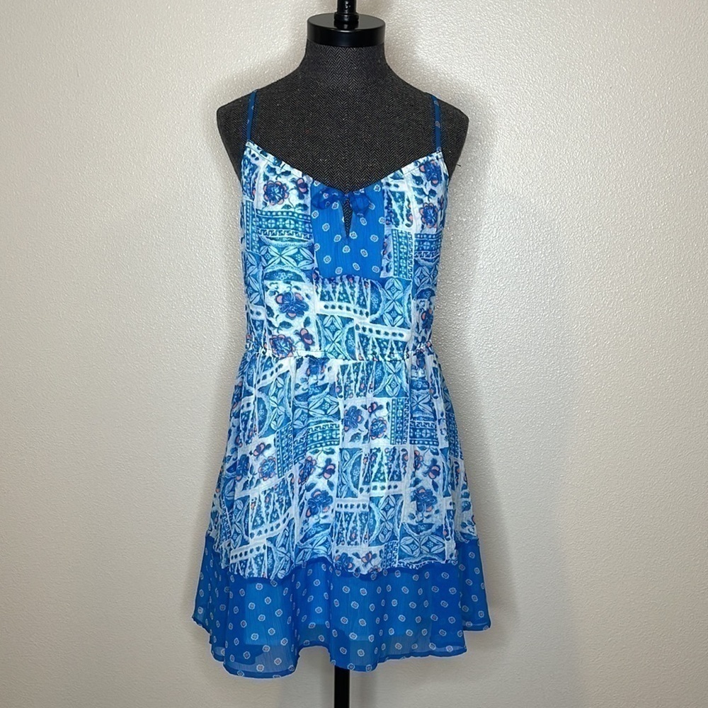 Hollister Blue Patterned Lined Dress Size medium - Picture 2 of 8